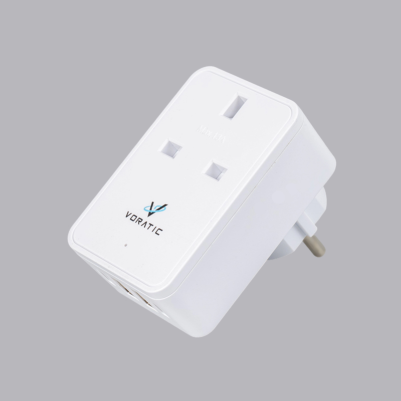 VT-924-DE UK ke Jerman, 1 soket, 2 port USB, 2 penyesuai port typeC