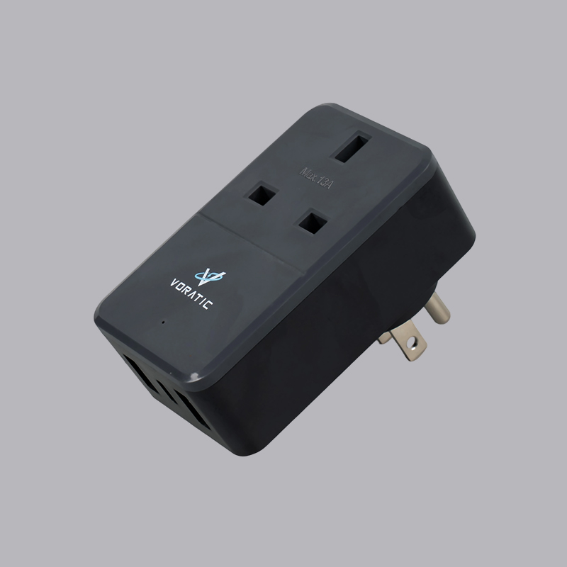 VT-926-US UK ke Amerika Syarikat, 1 soket, 2 port USB, 1 penyesuai port typeC